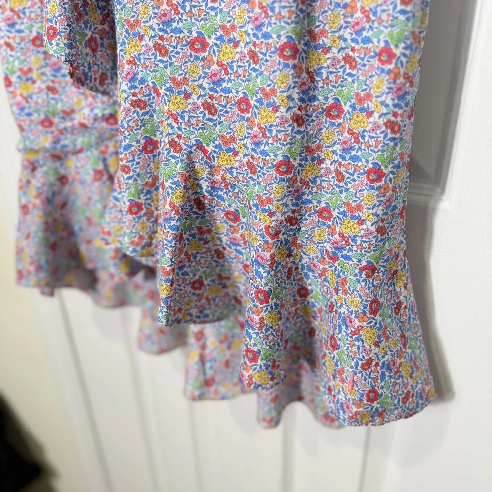 J. Crew Liberty London‎ Floral Ruffle Dress High Low Hem Size 6